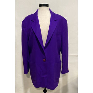 Vintage David Benjamin Deep Purple Women's Oversize 12 Wool Single Button Blazer